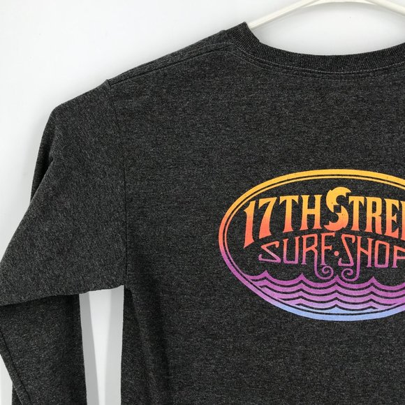 VINTAGE 17th Street Surf Shop Shirt Youth Boys Medium Gray Long Sleeve Pullover - Picture 14 of 16
